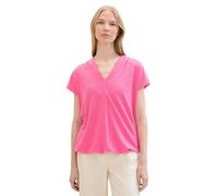 TOM TAILOR Damen Basic Blusen-Shirt mit Lochstickerei-Details, Carmine pink, L