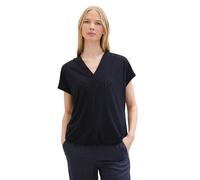 TOM TAILOR Damen Basic Blusen-Shirt mit Lochstickerei-Details, sky captain blue, M