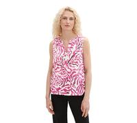 TOM TAILOR Damen Basic Blusen-Top mit Allover-Print, pink Cut Palmtree Design, XXXL