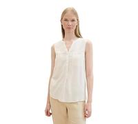 TOM TAILOR Damen Basic Blusen-Top mit Streifen und Brusttaschen, beige white stripe, 42
