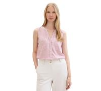 TOM TAILOR Damen Basic Blusen-Top mit Streifen und Brusttaschen, orchid white stripe, 46