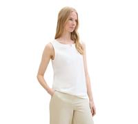 TOM TAILOR Damen Basic Blusen-Top mit weitem Rundhalsausschnitt, Whisper White, L