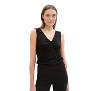 TOM TAILOR Damen Basic Blusen-Top mit zerknitterter Struktur, deep Black, L