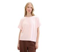 TOM TAILOR Damen Basic Boxy T-Shirt mit Streifen, offwhite pink stripe, XXL