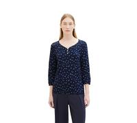 TOM TAILOR Damen Basic Henley-Bluse mit Print, 34749 - Navy Minimal Print, XXS