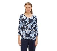 TOM TAILOR Damen Basic Henley-Bluse mit Print, 34757 - Blue Cut Floral Design, XXS