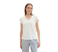TOM TAILOR Damen Basic Henley T-Shirt mit Flügelärmel, Whisper White, XS