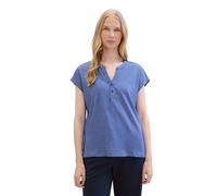 TOM TAILOR Damen Basic Henley-T-Shirt mit Streifen, royal blue white stripe, S
