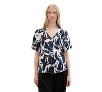 TOM TAILOR Damen Basic Kurzarm-Bluse mit Allover-Print, Dark Blue floral Design, 34