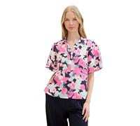 TOM TAILOR Damen Basic Kurzarm-Bluse mit Allover Print, pink colorful floral design, 34
