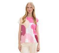 TOM TAILOR Damen Basic Kurzarm-Shirt mit Print, Dove White, S