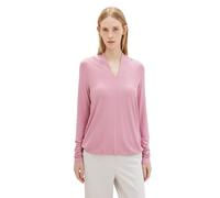 TOM TAILOR Damen Basic Langarm-Bluse mit Struktur, dusty vanda, S