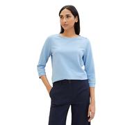 TOM TAILOR Damen Basic Langarmshirt mit dekorativen Knöpfen, 34587 - Light Fjord Blue, L