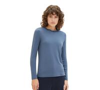 TOM TAILOR Damen Basic Langarmshirt mit Stehkragen, Stormy Sea Blue, XL