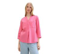TOM TAILOR Damen Basic Leinen-Bluse mit Brusttaschen, carmine pink, 32