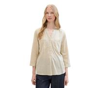 TOM TAILOR Damen Basic Leinen-Bluse mit Brusttaschen, summer beige, 32