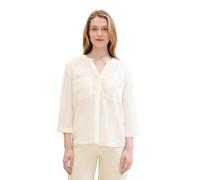 TOM TAILOR Damen Basic Leinen-Bluse mit Brusttaschen, Whisper White, 40