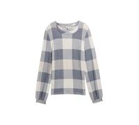 TOM TAILOR Damen Basic Longsleeve mit Karomuster,36150 - Cosy Navy Print Check, XL