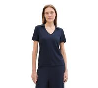TOM TAILOR Damen Basic Polo-Shirt mit Ripp, sky captain blue, M