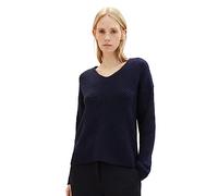 TOM TAILOR Damen 1039242 Basic Pullover mit V-Ausschnitt, 10668-sky captain blue, XL