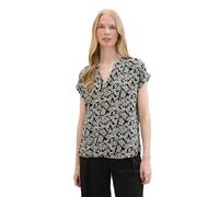 TOM TAILOR Damen Basic Sommer Blusen-Top, Black Palm minimal Design, 36