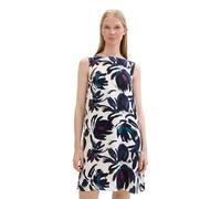 TOM TAILOR Damen Basic Sommer-Kleid mit Rückenausschnitt, dark blue floral design, 32