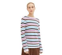 TOM TAILOR Damen Basic Strickpullover aus Bio-Baumwolle, 33979 - Mauvy Ottoman Stripe, XL
