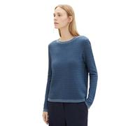 Rundhalspullover TOM TAILOR Gr. XXXL, blau (blue) Damen Pullover Rundhalspullover mit Strukturmuster (51599837-XXXL)