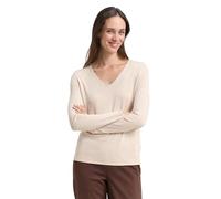 TOM TAILOR Damen Basic Strickpullover mit V-Ausschnitt, 20737 - Desert Sand Melange, XXL