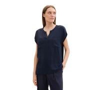 TOM TAILOR Damen Basic T-Shirt-Bluse mit Brusttaschen, sky captain blue, XS
