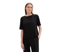TOM TAILOR Damen Basic T-Shirt-Bluse mit Rundhalsausschnitt, deep black, 36