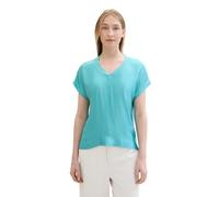 TOM TAILOR Damen Basic T-Shirt in Satin-Optik, meadow teal, M