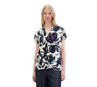 TOM TAILOR Damen Basic T-Shirt mit Allover-Print, dark blue floral design, M