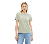 TOM TAILOR Damen Basic T-Shirt mit Logo-Print, 34895 - Desert Green, S