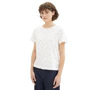 TOM TAILOR Damen Basic T-Shirt mit Print, offwhite mutlicolor minimal, XXS
