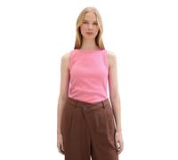 TOM TAILOR Damen Basic Tanktop mit Ripp, pink offwhite stripe, M
