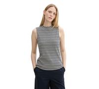 TOM TAILOR Damen Basic Top mit Rollkragen und Streifen,36152 - Navy Knit Structure Stripe, M