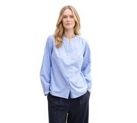 Tom Tailor Regular Fit Langarmbluse aus reiner Baumwolle mit Stickereien in Hellblau, Größe 38