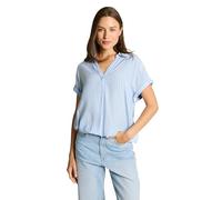 Klassische Bluse TOM TAILOR, Damen, Gr. 38, blau weiß stripe, Web, Obermaterial: 100% Viskose, gestreift, regular fit normal, V-Ausschnitt, Blusen Klassische Bluse, mit Streifen Muster (38176140-38)