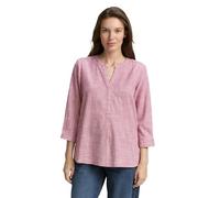 Klassische Bluse TOM TAILOR, Damen, Gr. 46, pink (schwarz pink), Web, Obermaterial: 100% Baumwolle, unifarben, casual, regular fit taillenbedeckt, Rundhals, 3/4-Ärmel, Blusen, mit geschlitztem Rundhal