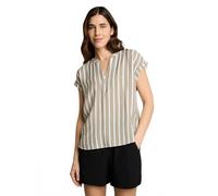 Kurzarmbluse TOM TAILOR, Damen, Gr. 40, olive weiß, Web, Obermaterial: 82% Viskose, 18% Polyamid, gemustert, normal hüftbedeckend, Rundhals, abgesteppte Kante, Blusen, Sommerbluse mit floralem Muster