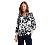 Tom Tailor Damenbluse Relaxed Fit 100% Viskose Allover-Muster Dunkelblau V-Ausschnitt Größe 46