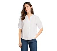 Klassische Bluse TOM TAILOR, Damen, Gr. 44, weiß, Web, Obermaterial: 100% Baumwolle, gemustert, regular fit normal, V-Ausschnitt, Blusen Bluse, mit Muster (53865869-44) weiß