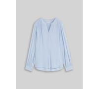 Langarmbluse TOM TAILOR "Regular", Damen, Gr. 46, blau (kentucky blau), Web, Obermaterial: 100% Viskose, unifarben, regular fit hüftbedeckend, Rundhals, 1-Knopf-Manschette, Blusen, Sommerbluse im Tuni