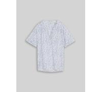 Klassische Bluse TOM TAILOR, Damen, Gr. 46, weiß small leave, Web, Obermaterial: 100% Viskose, gemustert, regular fit normal, V-Ausschnitt, gerader Abschluss, Blusen Bluse, mit All-Over Print (2995166