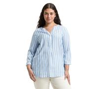 Tom Tailor Bluse Plus Gestreifte Henleybluse mit LENZING ECOVERO, bleu white stripe – Gr. 48