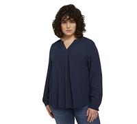 TOM TAILOR Damen Bluse mit Turn-Up Ärmeln 1024916, 10668 - Sky Captain Blue, 44 Große Größen