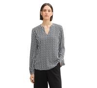 Tom Tailor Loose Fit Langarmbluse aus fließender Viskose mit Tunika-Kragen in Jeansblau, Größe 38