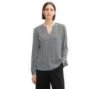 Tom Tailor Damen Bluse mit V-Ausschnitt, 36888 - Black Geometric Minimal, 44