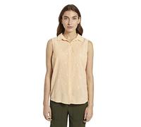 TOM TAILOR Damen Blusen, Shirts & Hemden Ärmellose Hemdbluse mit Stickereien Yellow White Leaves Embroidery,42,24513,3000
